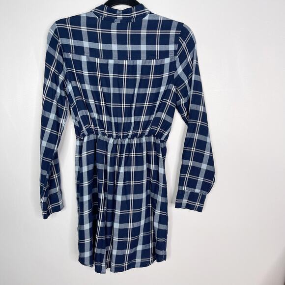Abercrombie & Fitch Womens XSmall Blue White Plaid Button Front Knot Shirt Dress - Picture 2 of 9